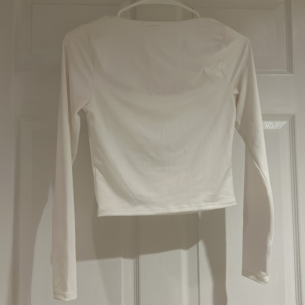 Live in the Moment - white long sleeve square neck top S